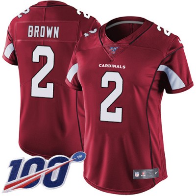 Nike Arizona Cardinals #2 Marquise Brown Red Team Color Women's Stitched NFL 100th Season Vapor Untouchable Limited Jersey